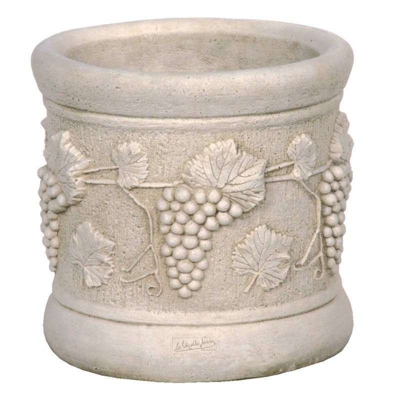 Vase Tonneau motif Raisin en pierre