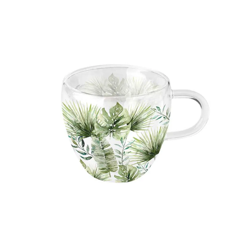 TASSE DOUBLE PAROI 'JUNGLE' - FORME INTÉRIEUR COEUR - Ø9,5 X 10CM