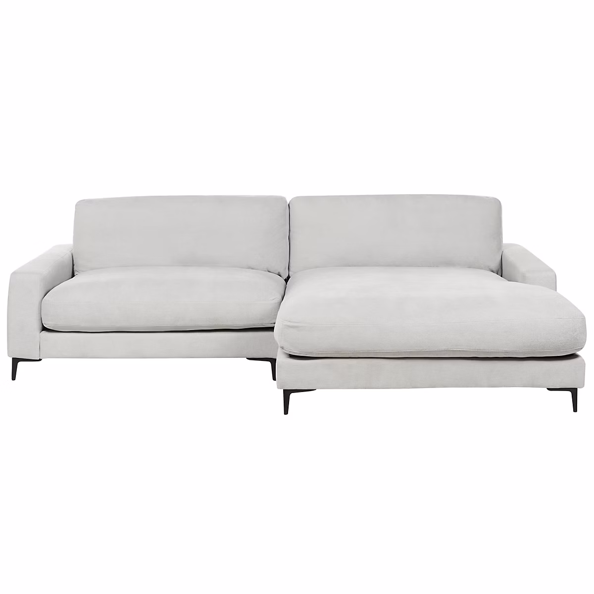 Canapé d'angle 3 places MALOY Tissu chenille Gris clair Côté gauche | Canapé