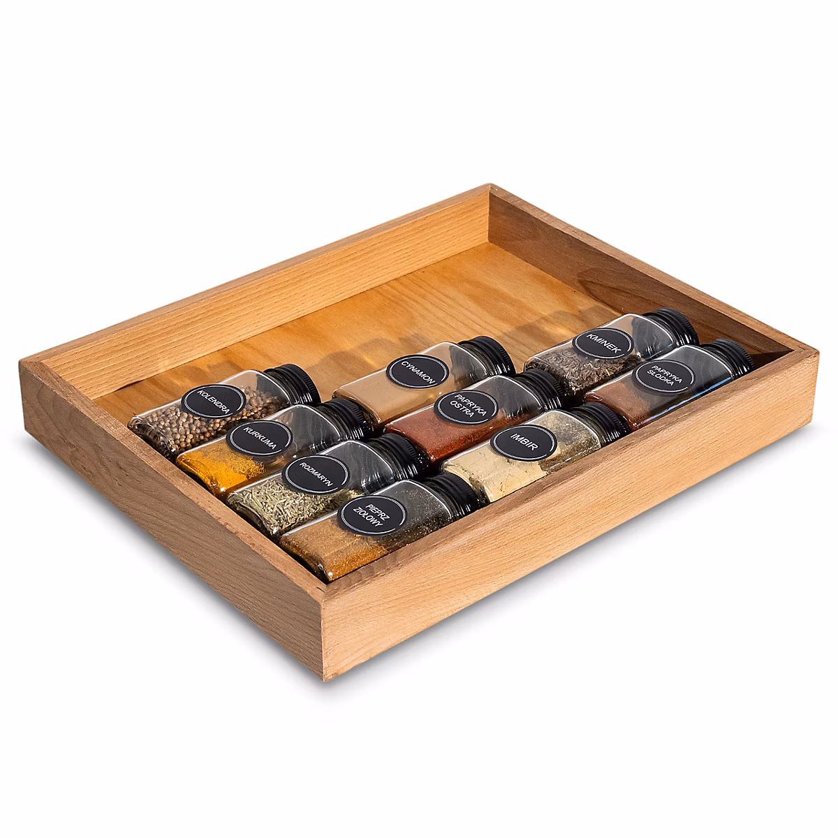 Creative Deco Petite Boîte de Rangement en Bois de Hêtre 36 × 28 × 5 cm | Plateau Épices – Petit – Déjeuner – Organisateur Epices