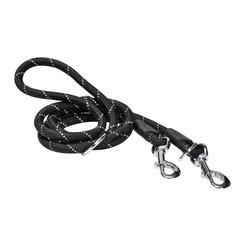 Fonctionnel au jardin：Laisse pour chien coloris noir en nylon rond Bobby Walk 3 positions – Taille unique