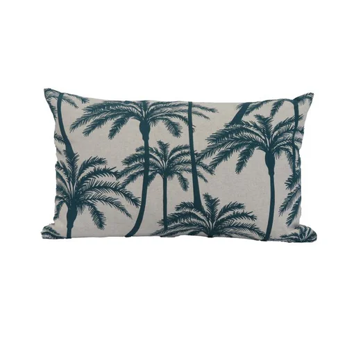 Pour l’univers du jardin:Coussin déco en polyester/coton bleu canard Zabeth - 50 x 30 x 15 cm