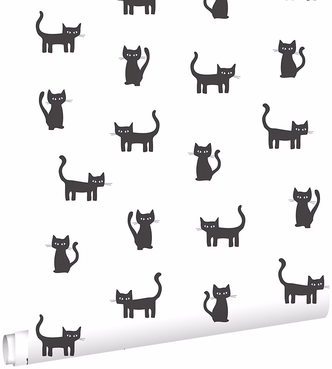 Papier peint et fibre de verre – ESTAhome papier peint chatons noir et blanc 53 cm x 10.05 m