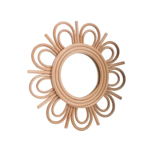 Pour mieux organiser votre jardin：Miroir rond en rotin coloris naturel en forme de fleur – Ø 25 cm