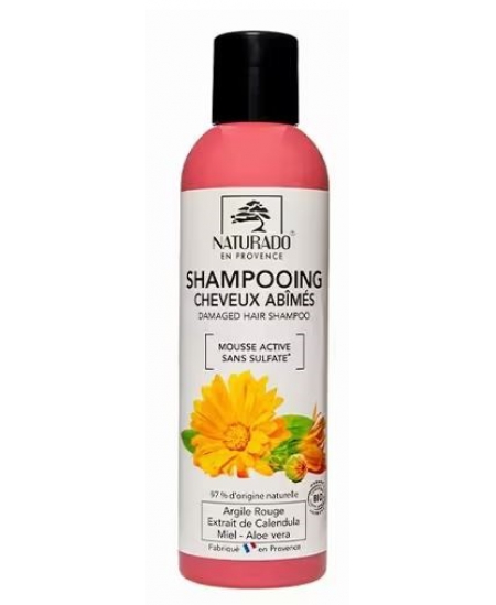 Naturado - Shampoing cheveux abîmés Argile rouge, Calendula - 200 ml