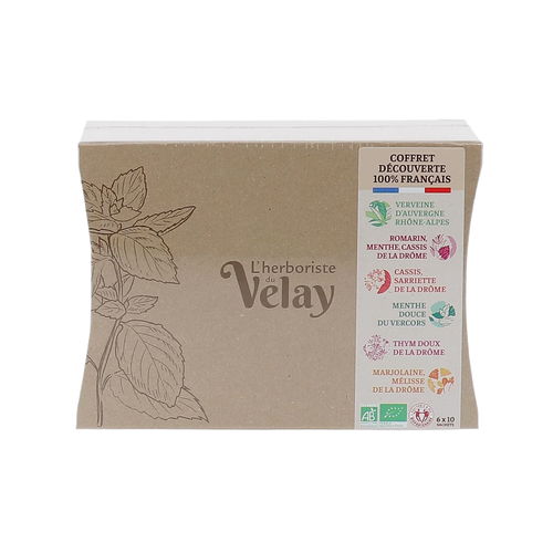 COFFRET INFUSION PLANTES FRANÇAISE BIO L'HERBORISTE DU VELAY® - X60 SACHETS