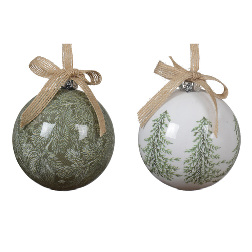 BOULE DE NOËL MOUSSE AVEC NOEUD BRILLANT - ∅8CM