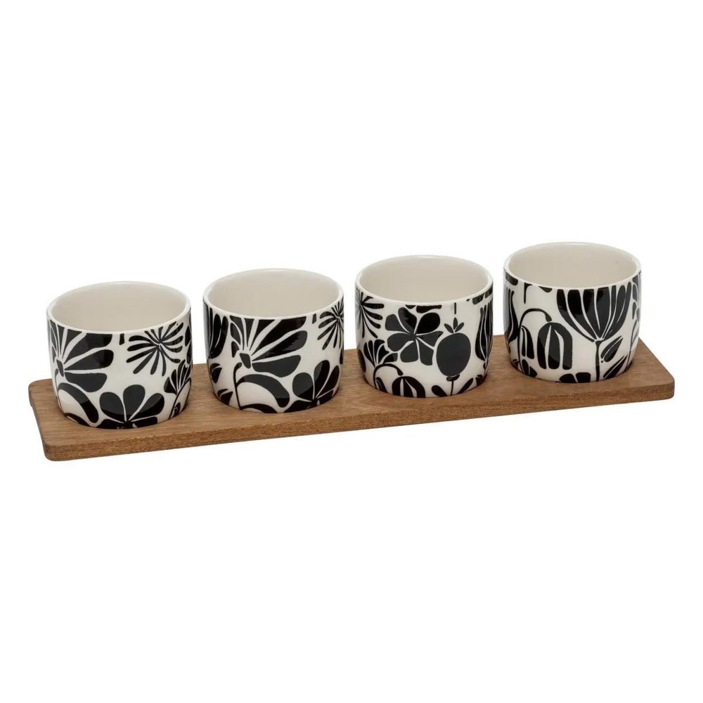 SECRET DE GOURMET Service apéritif 5 pièces twisted lime 41cm noir & banc
