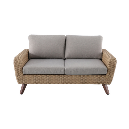 CANAPÉ 2 PLACES 'ROYAL RIVIERA' MWH® - RÉSINE TRESSÉE COUSSINS GRIS
