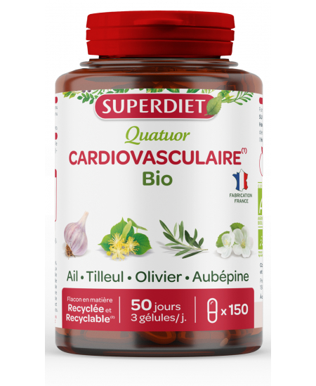 Super Diet - Quatuor Ail Tilleul Olivier Aubépine Bio - 150 gélules