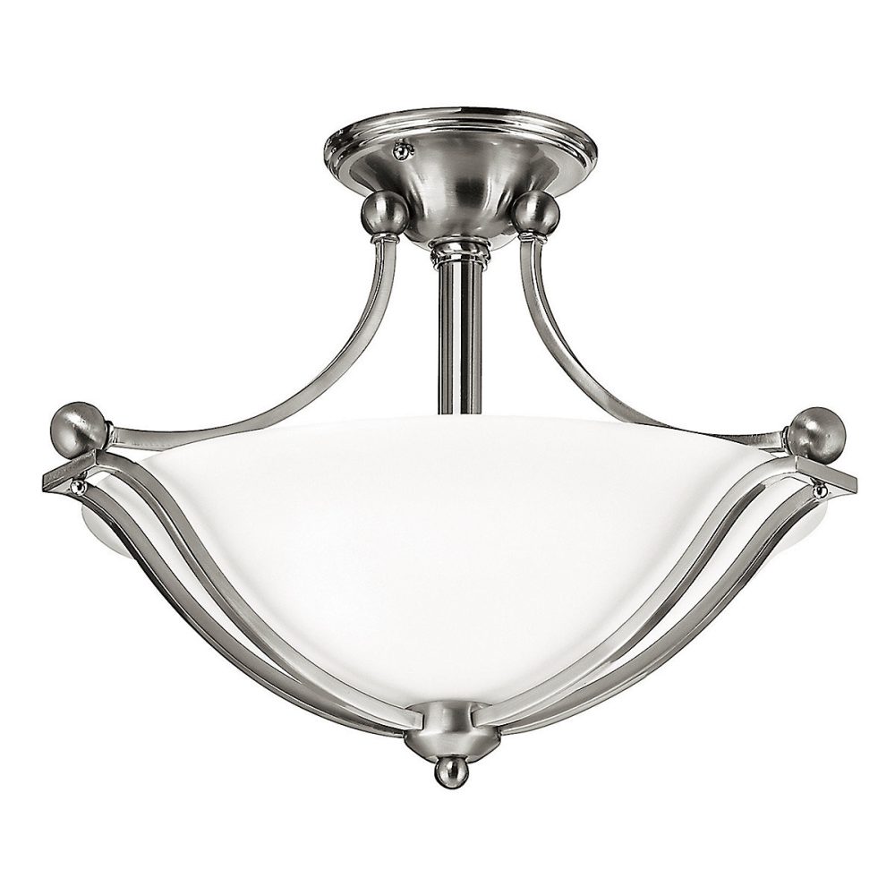 Elstead Bolla – Plafonnier semi, affleurant à 2 ampoules, nickel brossé, E27