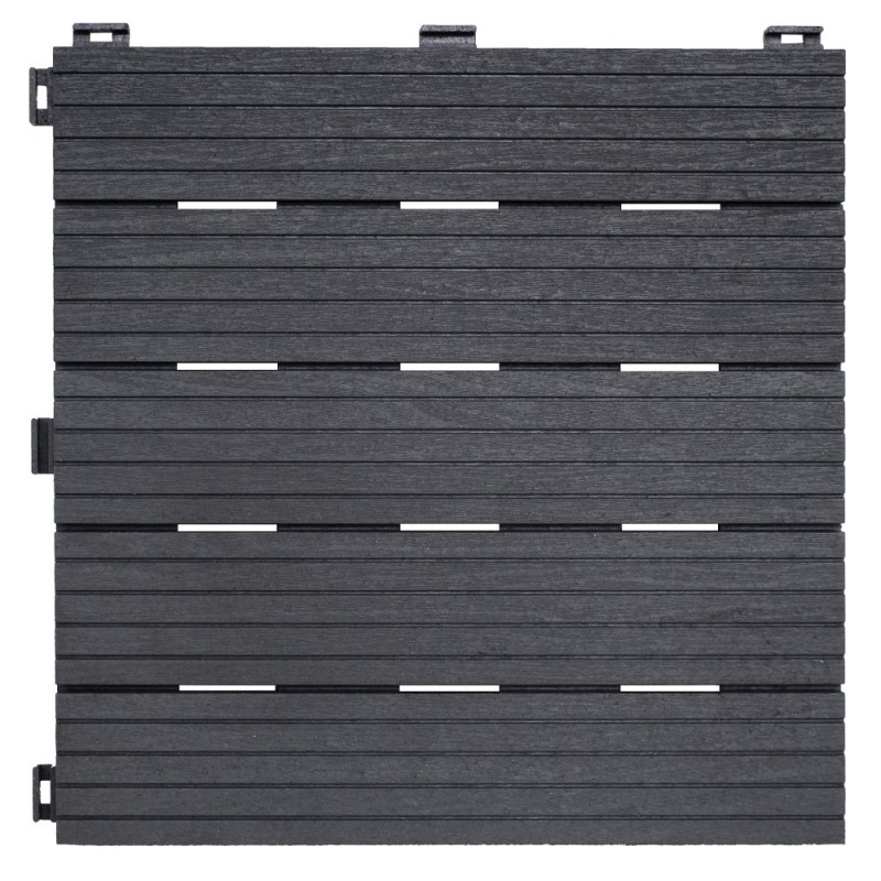 Dalle de terrasse en caoutchouc recyclé gris - 45x45 cm clipsable