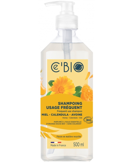 C'bio - Shampooing usage fréquent Miel Calendula Avoine - 500 ml