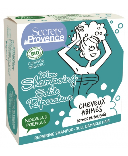 Secrets de Provence - Mon shampoing solide réparateur pour Cheveux Abîmés et Ternes - 85g