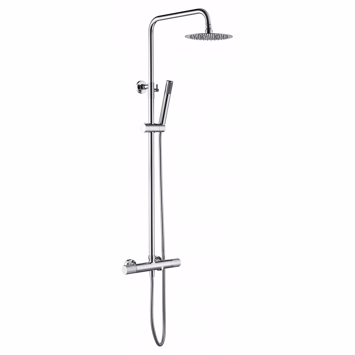 Colonne de douche – Colonne baignoiredouche thermostatique chromee acier et laiton avec douchette plate anticalcaire
