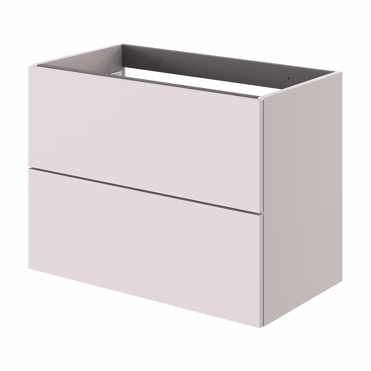 Meuble sous vasque l.80 x H.60 x P.45 cm – beige cachemire, 2 tiroirs sans poignées, Kentia