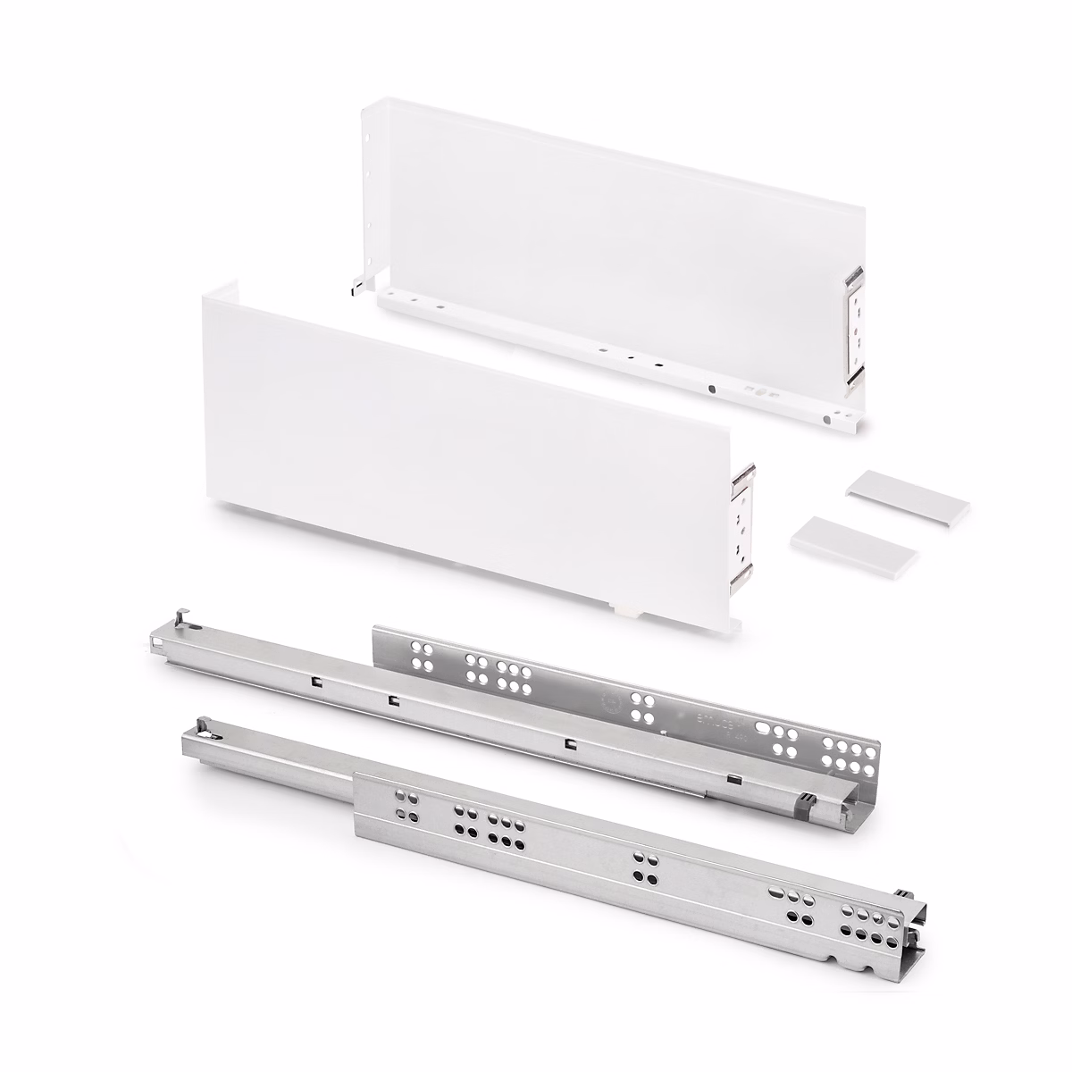 Emuca Tiroir extérieur Simplex 25kg hauteur 159mm – profondeur 490mm, acier, peint en blanc
