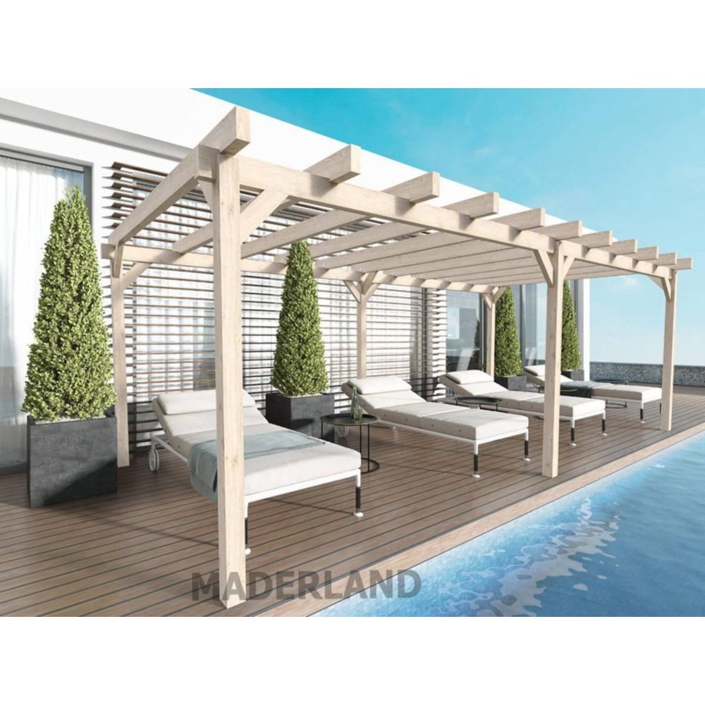JARDIDECO Pergola en bois lamellé-collé marseille 1000 x 500 cm - maderland