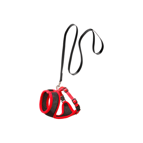 HARNAIS AVEC LAISSE POUR CHAT 'HARMS' FLAMINGO™️ - NOIR/ROUGE - 32CM
