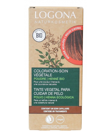 Logona - Coloration soin végétale Rouge Acajou 100 gr