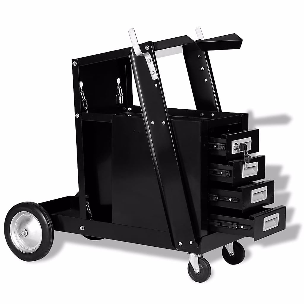 Rangement garage et cave – Chariot de soudage avec 4 tiroirs Noir vidaXL