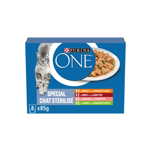 PÂTÉE POUR CHAT PURINA® ONE® SPÉCIAL CHAT STÉRILISÉ - 8X85G