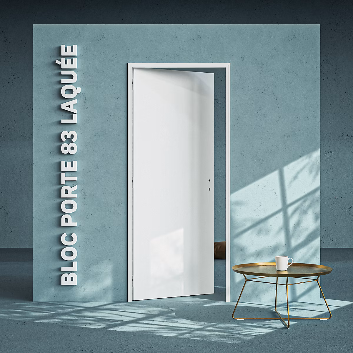 Bloc | Porte Blanc Laqué Plane H. 204 x l. 83 cm – Poussant Gauche