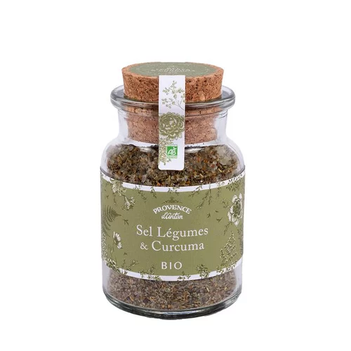 Un choix pratique pour l’extérieur：Melange sel de camargue legumes et curcuma bio Provence d’Antan - 110 g