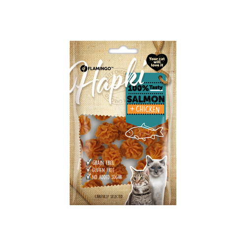 FRIANDISES POUR CHAT 'HAPKI' - FLAMINGO® - CAKE SAUMON & POULET - 50G