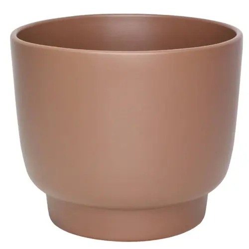 Pour créer votre univers jardin：Cache-pot en céramique coloris café mat Calm - Ø 17,5/16,5 x H 16 cm