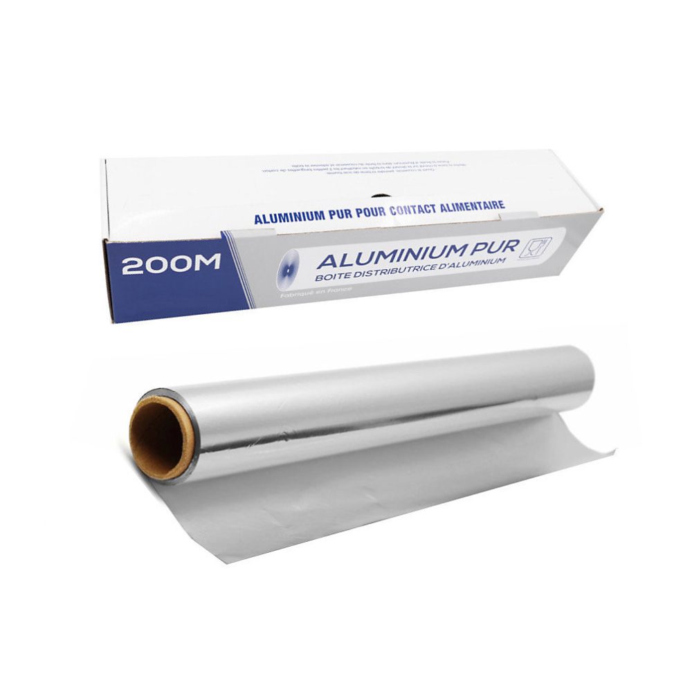 6 Rouleaux d'Aluminium Alimentaire 33cm x 200M avec Boîte Distributrice – D, Work