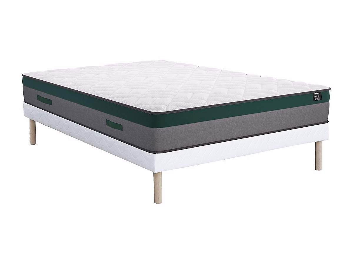 Ensemble 160 × 200 cm sommier + matelas ressorts ensachés ép.22cm – PRESTIGE de YSMÉE