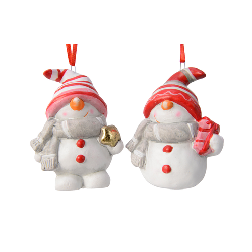 SUSPENSION BONHOMME DE NEIGE EN TERRE CUITE
