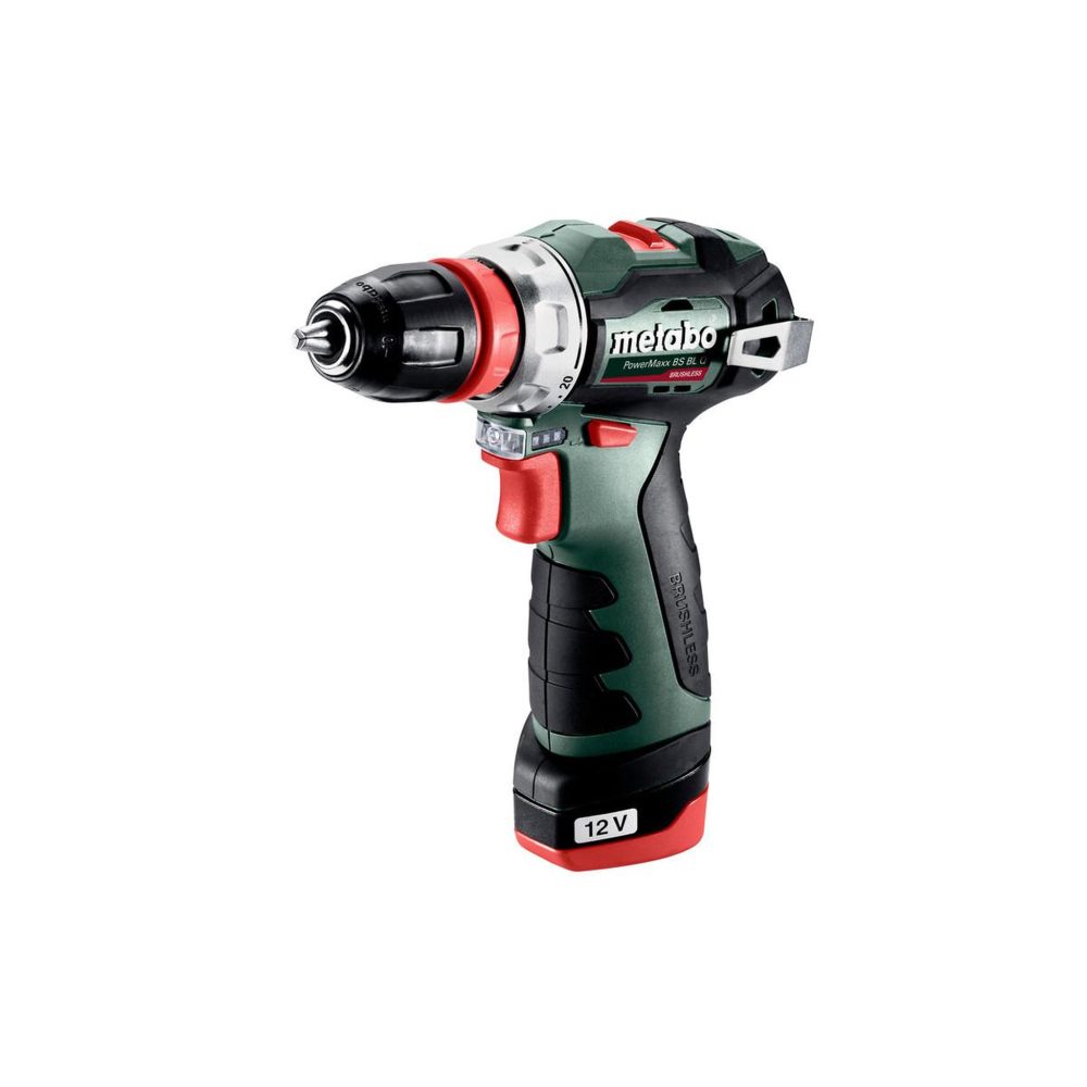 METABO SAS Coffret Perceuse visseuse 12 V sans fil PowerMaxx BS BL Q 2 x 2,0 Ah Li-Power, LC12