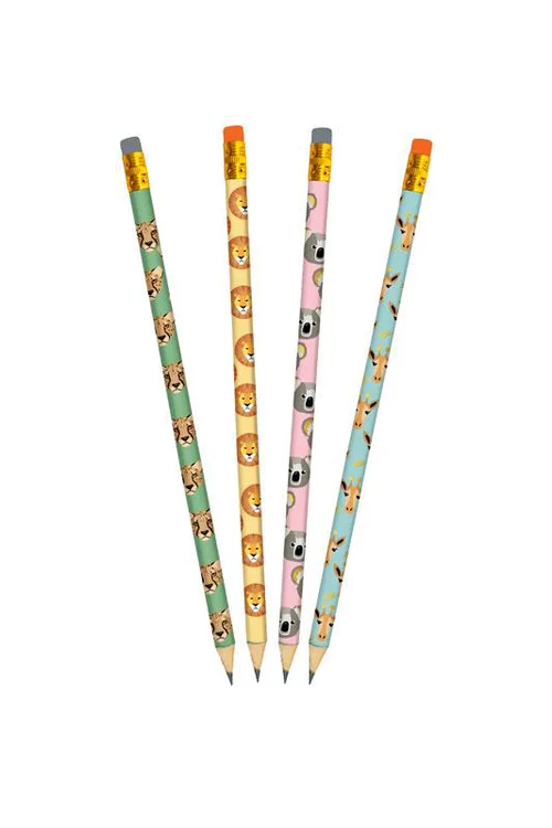 Bien dehors:Set de 4 crayons animaux de la savane Cartesdart
