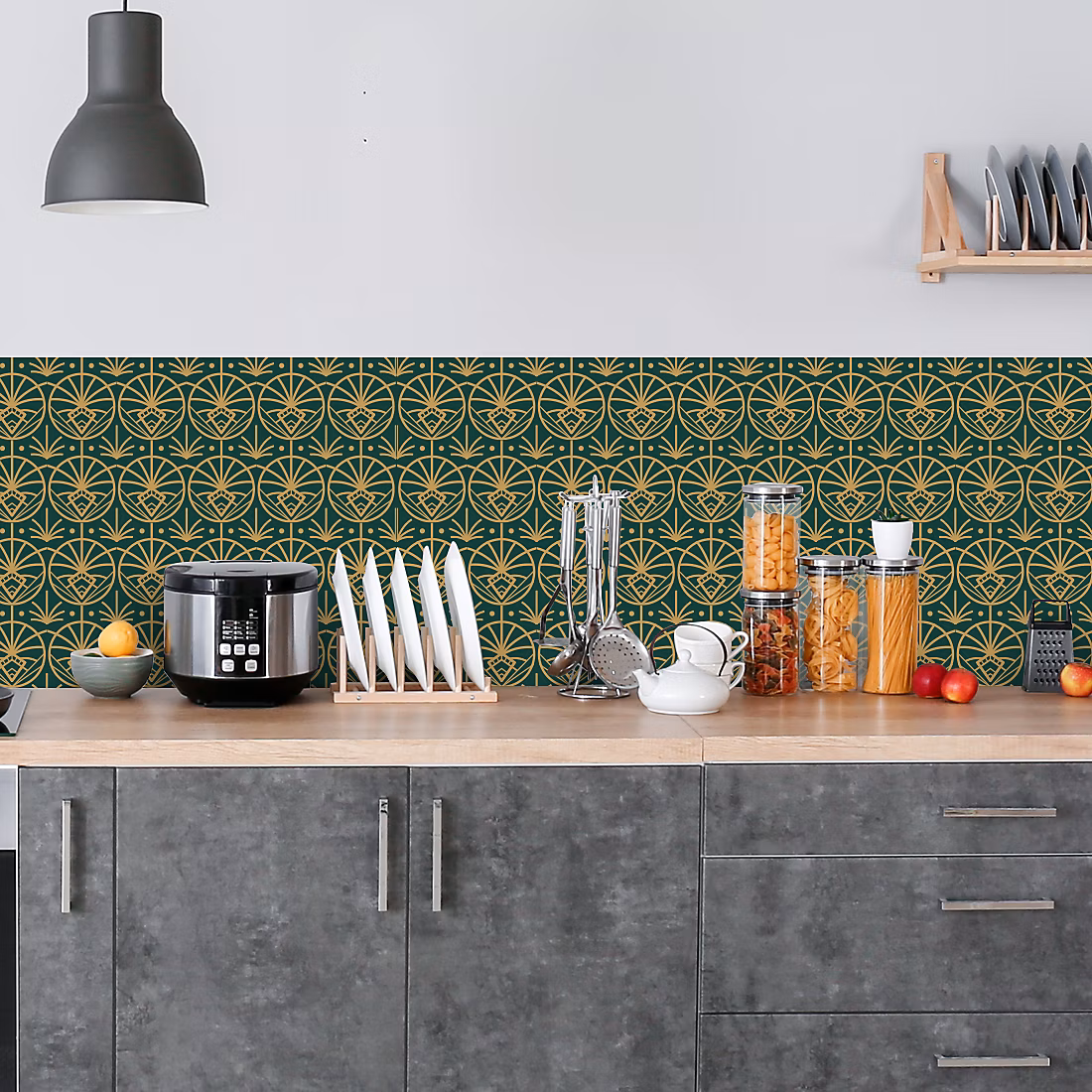 Crédence adhésive motifs déco design verte 40 × 100 cm