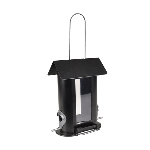 MANGEOIRE SILO POUR OISEAUX 'JONNA' FLAMINGO® MÉTAL NOIR - 21,5x16,5x25CM