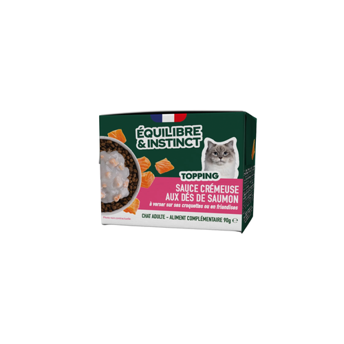 SAUCE CRÉMEUSE AUX DÈS DE SAUMON POUR CHAT ÉQUILIBRE & INSTINCT® - 90G