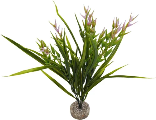 Pour un jardin plus pratique：Plante artificielle pour aquarium coloris vert et rose LABEO Tillandsia GM