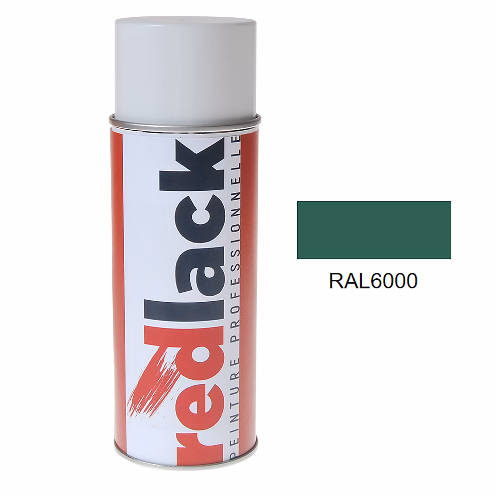 Bombe de peinture Aérosol – spray, 400ml, RAL 6000 Vert patine, Mat, multisupport, Redlack, RAL6000