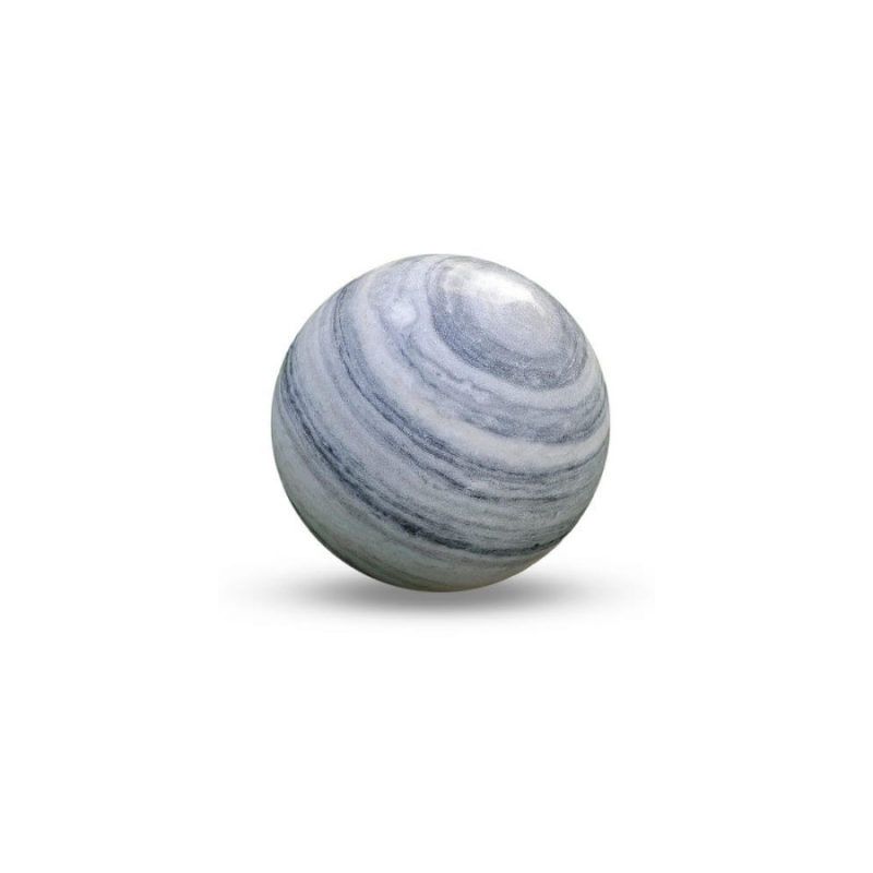 Sphère en marbre blanc veiné gris poli - pierre naturelle 20 à 40 cm