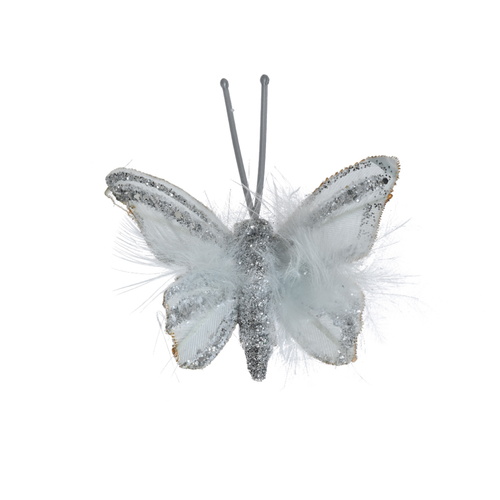 PAPILLON AVEC CLIP COULEUR ARGENT ET PAILLETTES