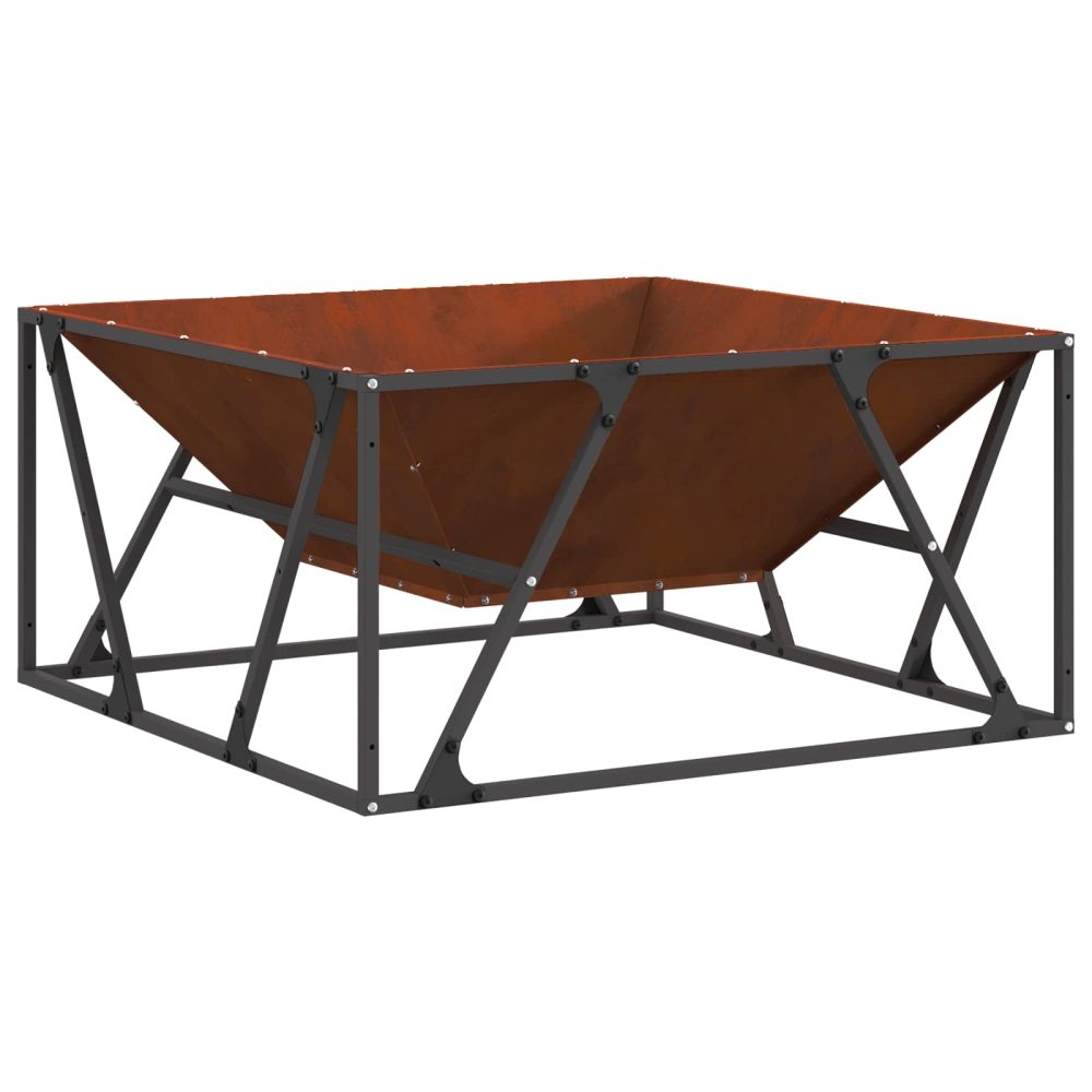 vidaXL Boule de feu Rouillé 80 x 80 x 40 cm Acier patiné