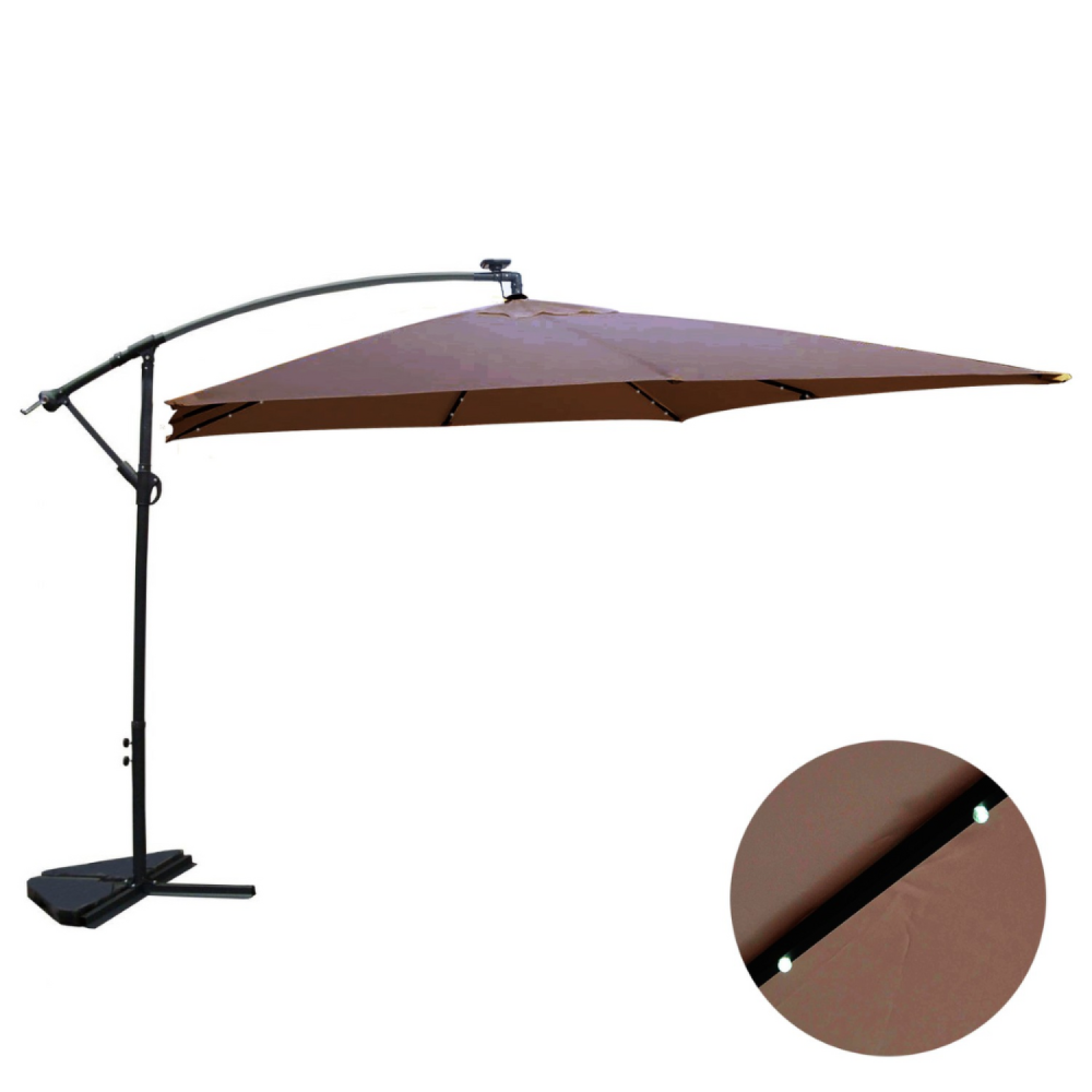 CONCEPT USINE Parasol marron droit carré 3 x 3 m led solenzara
