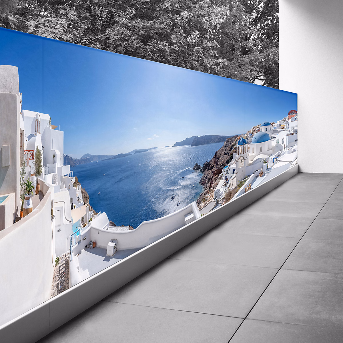 Brise vue Trompe l'oeil – 90 × 250 cm, Santorin 3617689697833