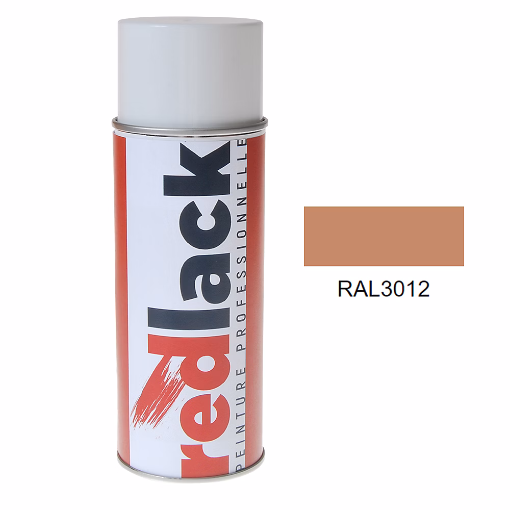Bombe de peinture Aérosol – spray, 400ml, RAL 3012 Rouge beige, Satiné, multisupport, Redlack, RAL3012