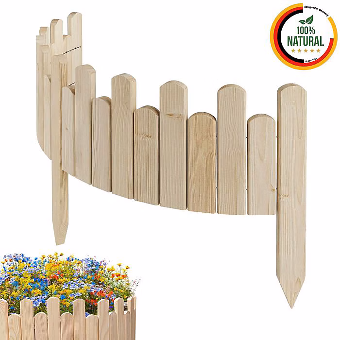 Bordure de jardin – Floranica, Non traité, Bois de pin, 100 cm x 20 cm, Flexible