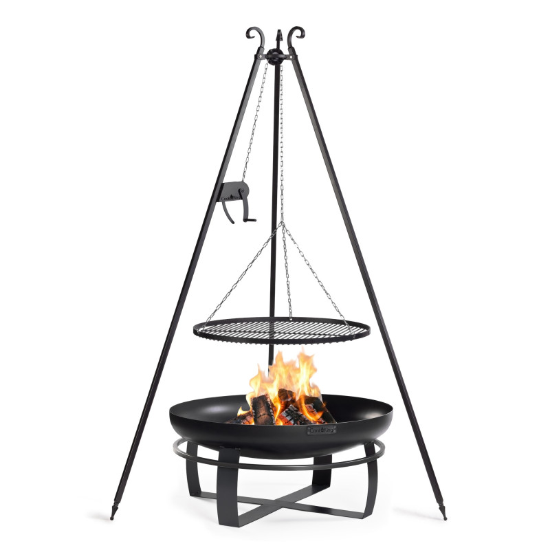 Ensemble brasero barbecue sur trépied VIKING 80 cm et grille 70 cm
