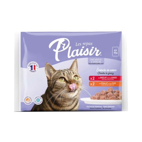 ÉMINCÉS EN SAUCE POUR CHAT LES REPAS PLAISIR® - VIANDES - 4X100G