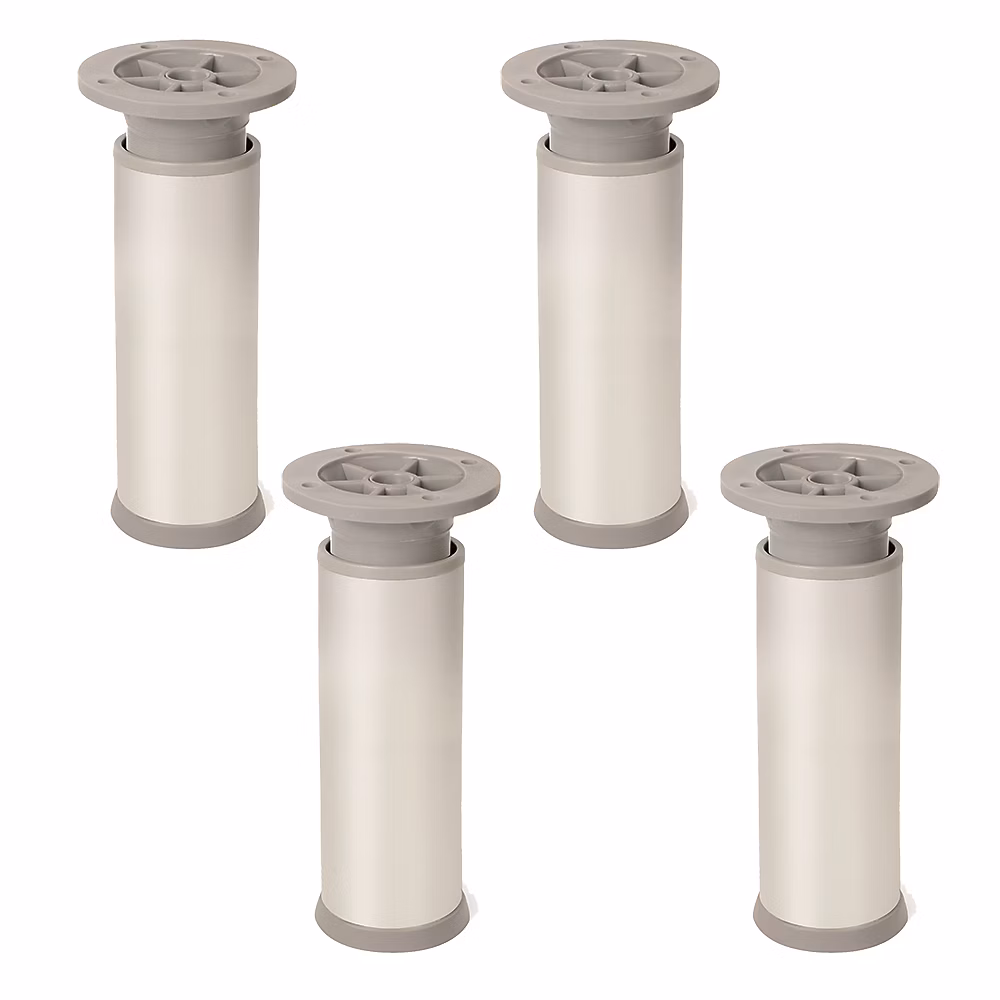 Quincaillerie de meuble – 4 un. Pied de meuble rond en aluminium diamètre 40mm hauteur 100mm aluminium mat avec régulateur de hauteur supérieur